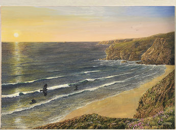 Image of Atlantic Sunset - Cornish Choughs at Home - Stem Point, Watergate Bay, nr. Newquay